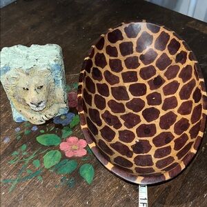 Giraffe Patterned Wooden Bowl